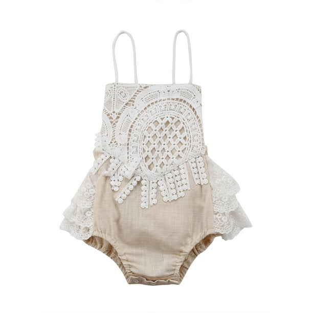 Newborn Infant Baby Girl Clothes Lace Halter Backless Jumpsuit Romper Bodysuit Sunsuit Outfits Set